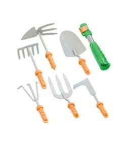 Manche à outils avec 6 ustensiles de jardinage